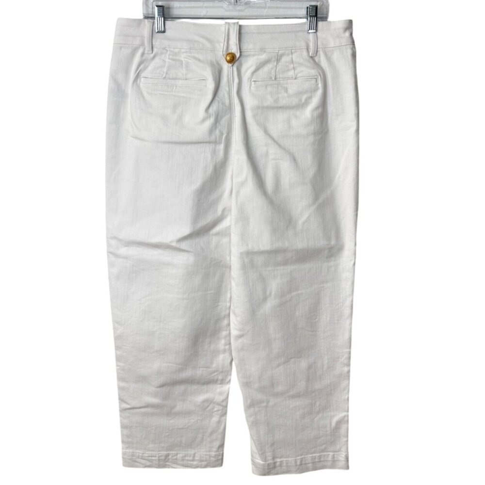 Talbots Womens Sailor Jean White High-Rise With Gold Button Accents Size 14 - Picture 2 of 9